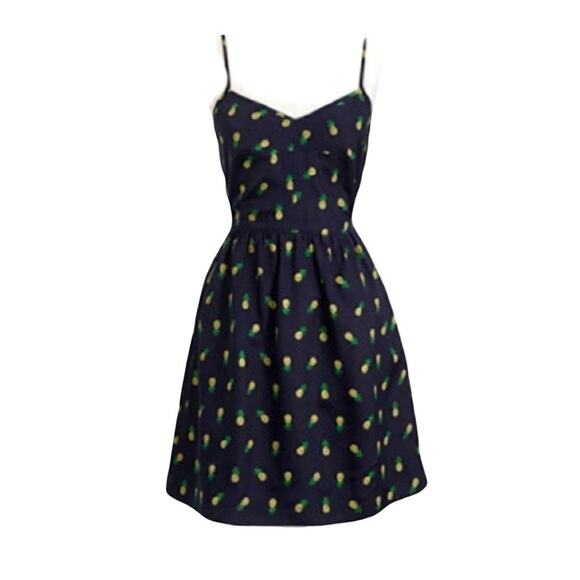 J. Crew Dresses & Skirts - J. Crew Pineapple Print SpageStraos Satin Dress Size 00 Black Gold